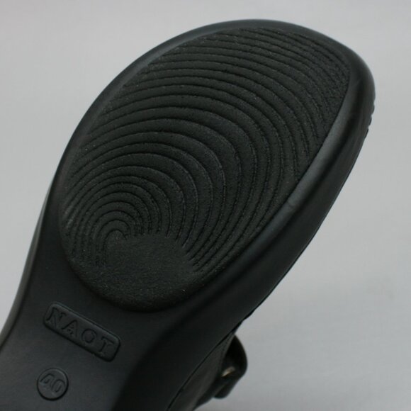 NAOT Ladies 9 (40) Adriatic Black Leather Mary Janes Hook Loop Strap Shoes Flats - Picture 10 of 12